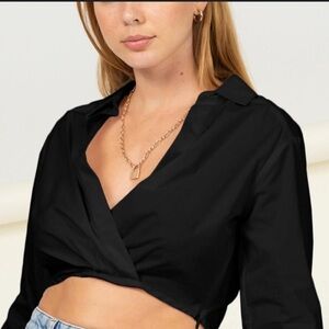 Elegant Black Women's Wrap Top